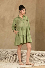 Load image into Gallery viewer, Aanchal Handblock Printed Dress - MODERN BLUE