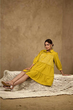 Load image into Gallery viewer, Aanchal Handblock Printed Dress - MODERN BLUE
