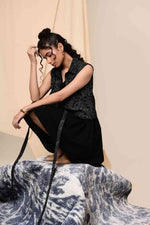 Load image into Gallery viewer, Bayaan Handblock Printed Jacket Shirt - MODERN BLUE