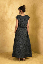 Load image into Gallery viewer, Chanchal Black Handblock Printed Skirt - MODERN BLUE