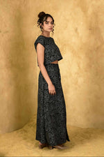Load image into Gallery viewer, Chanchal Black Handblock Printed Skirt - MODERN BLUE