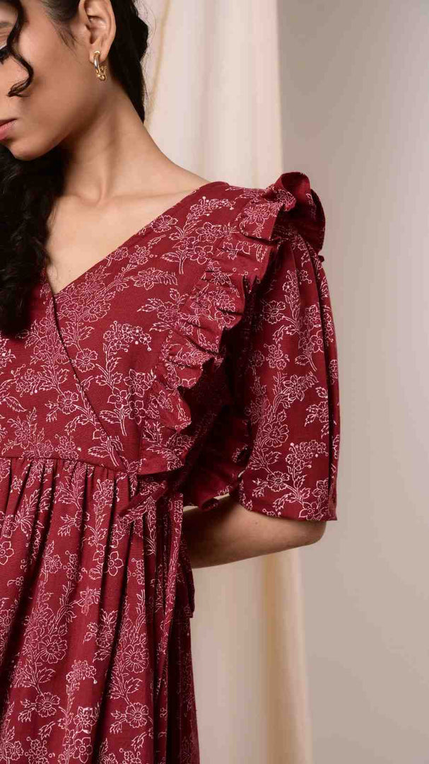 Dor Handblock Printed Dress - MODERN BLUE