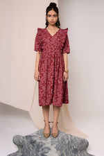 Load image into Gallery viewer, Dor Handblock Printed Dress - MODERN BLUE