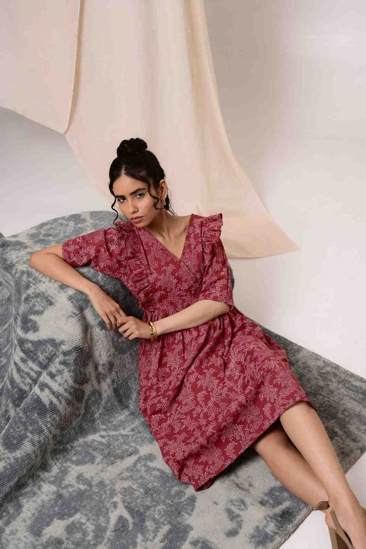 Dor Handblock Printed Dress - MODERN BLUE