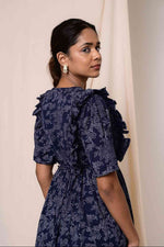 Load image into Gallery viewer, Dor Handblock Printed Dress - MODERN BLUE