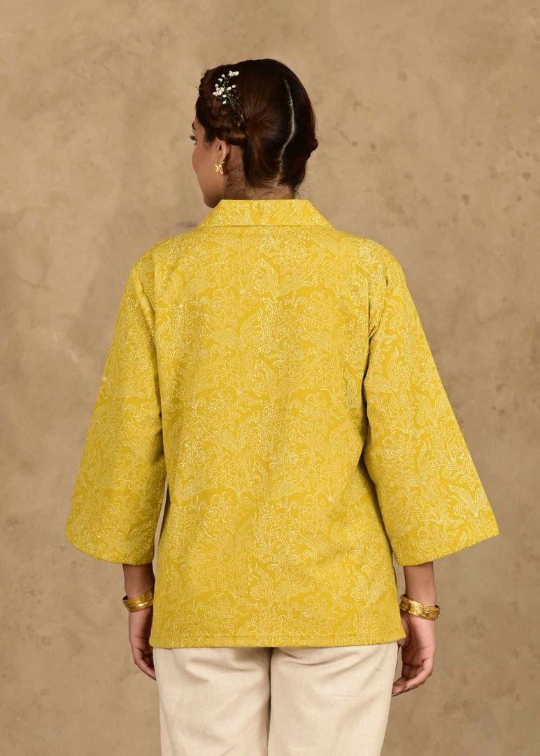 Jazba Handblock Printed Shirt - MODERN BLUE