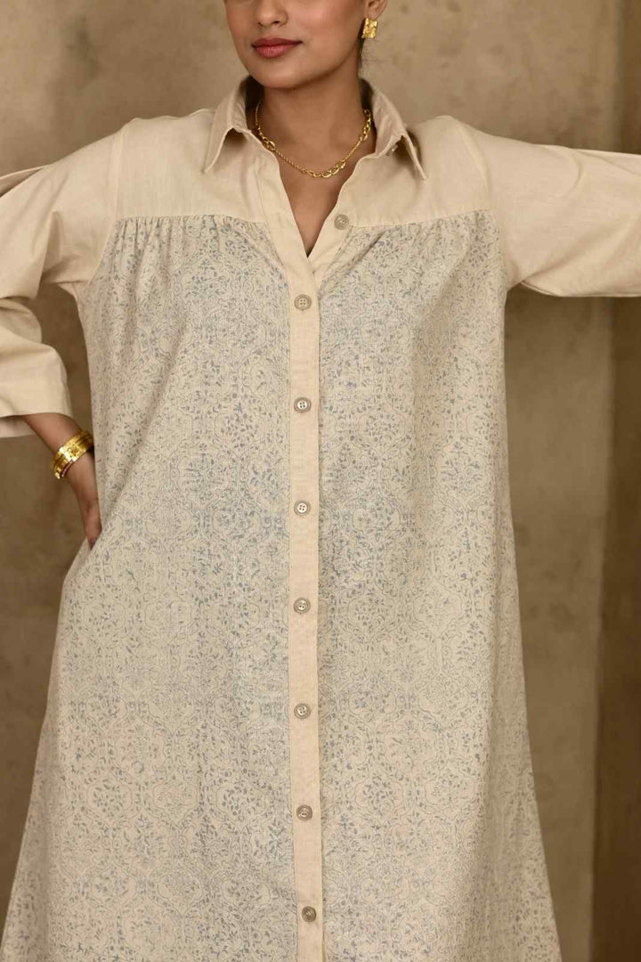 Sukoon Handblock Printed Dress - MODERN BLUE
