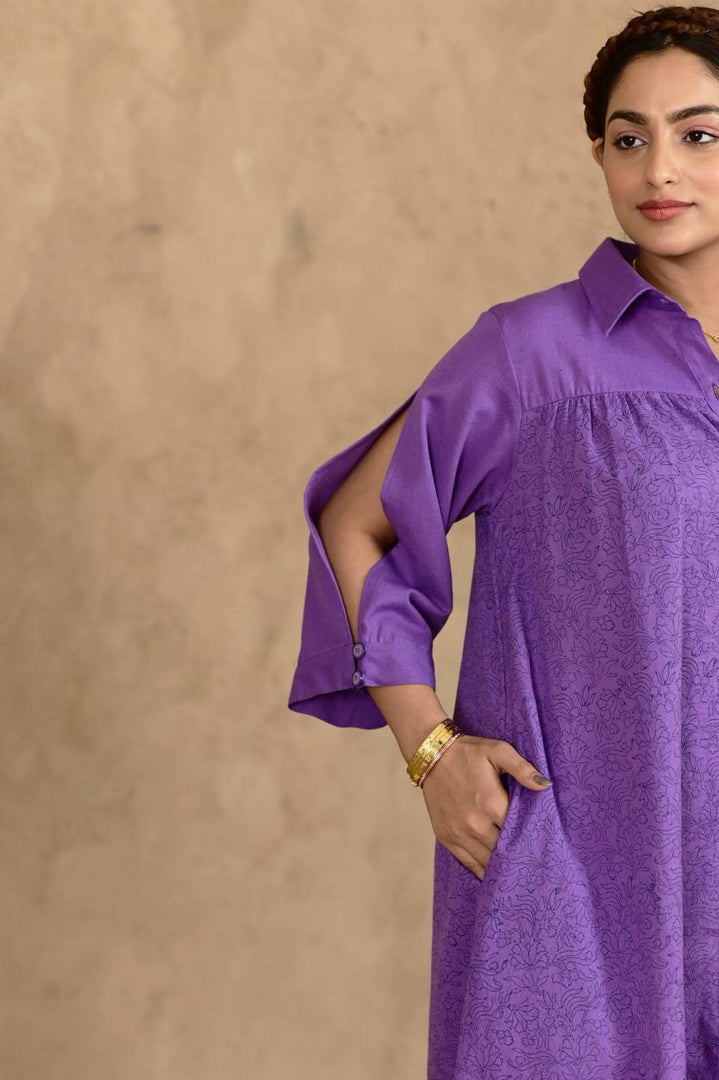 Sukoon Handblock Printed Dress - MODERN BLUE