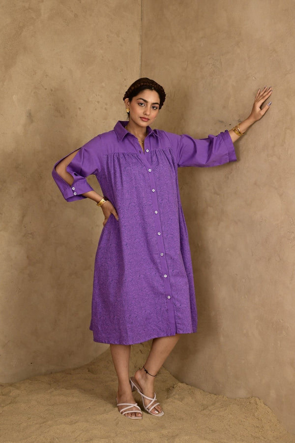 Sukoon Handblock Printed Dress - MODERN BLUE