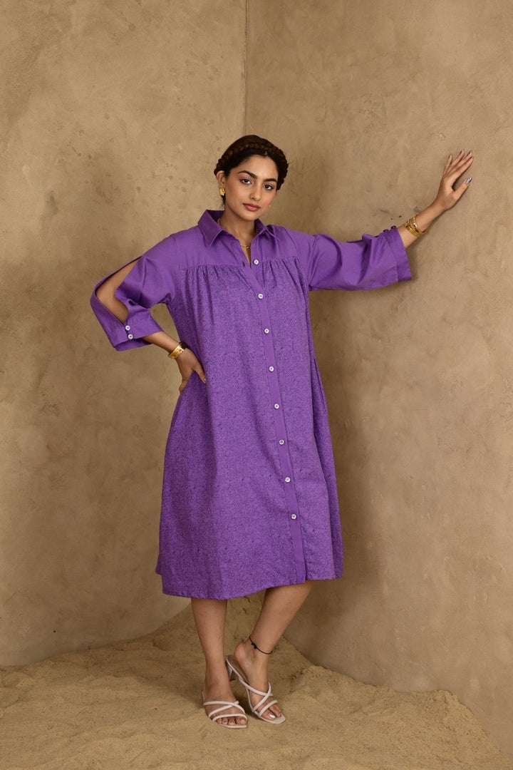 Sukoon Handblock Printed Dress - MODERN BLUE
