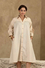 Load image into Gallery viewer, Sukoon Handblock Printed Dress - MODERN BLUE