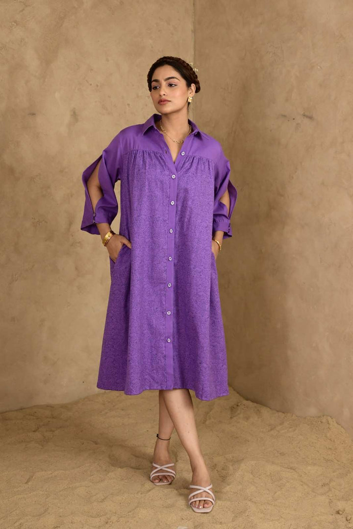 Sukoon Handblock Printed Dress - MODERN BLUE
