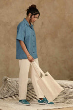 Load image into Gallery viewer, Umeed Handblock Printed Oversized Shirt - MODERN BLUE