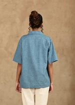 Load image into Gallery viewer, Umeed Handblock Printed Oversized Shirt - MODERN BLUE