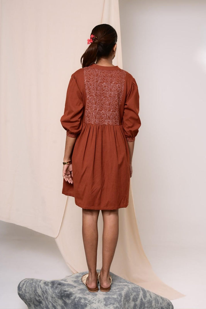 Wafa Handblock Printed Dress - MODERN BLUE