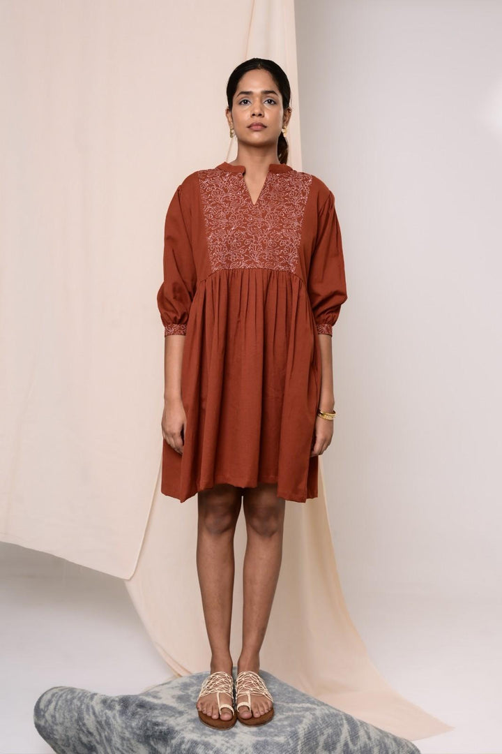 Wafa Handblock Printed Dress - MODERN BLUE