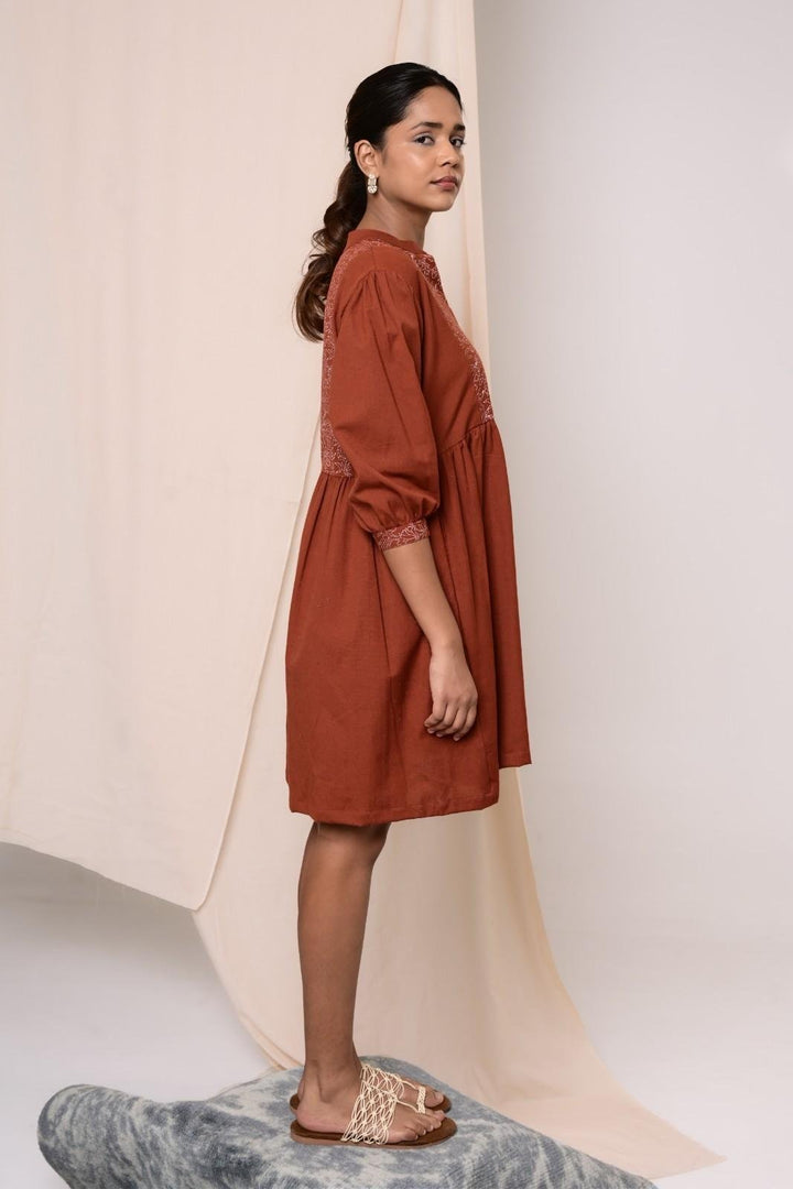Wafa Handblock Printed Dress - MODERN BLUE