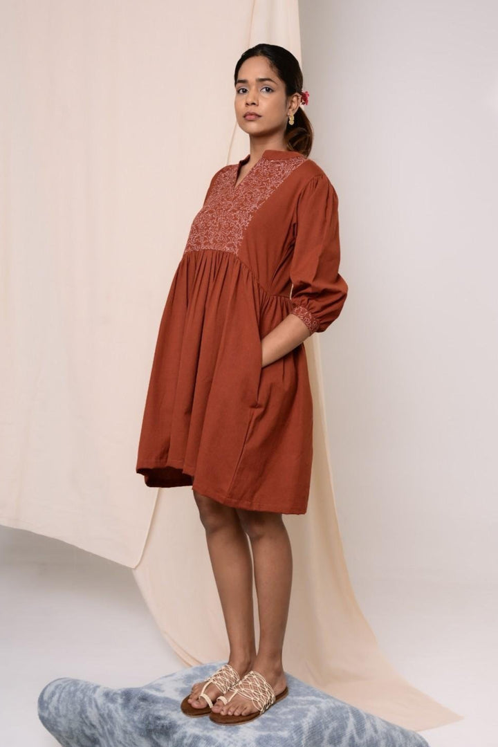 Wafa Handblock Printed Dress - MODERN BLUE