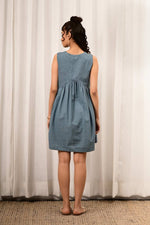 Load image into Gallery viewer, Zid Baby Blue Gathered Dress - MODERN BLUE
