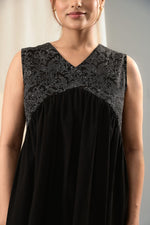 Load image into Gallery viewer, Zid Black Gathered Dress - MODERN BLUE