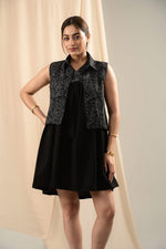 Load image into Gallery viewer, Zid Black Gathered Dress - MODERN BLUE