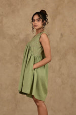 Load image into Gallery viewer, Zid Sage Green Gathered Dress - MODERN BLUE