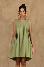 Load image into Gallery viewer, Zid Sage Green Gathered Dress - MODERN BLUE