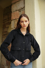 Load image into Gallery viewer, Carbon Black Corduroy Jacket - MODERN BLUE