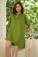 Load image into Gallery viewer, Root Grass Shirt Dress - MODERN BLUE