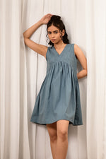 Load image into Gallery viewer, Zid Baby Blue Gathered Dress

