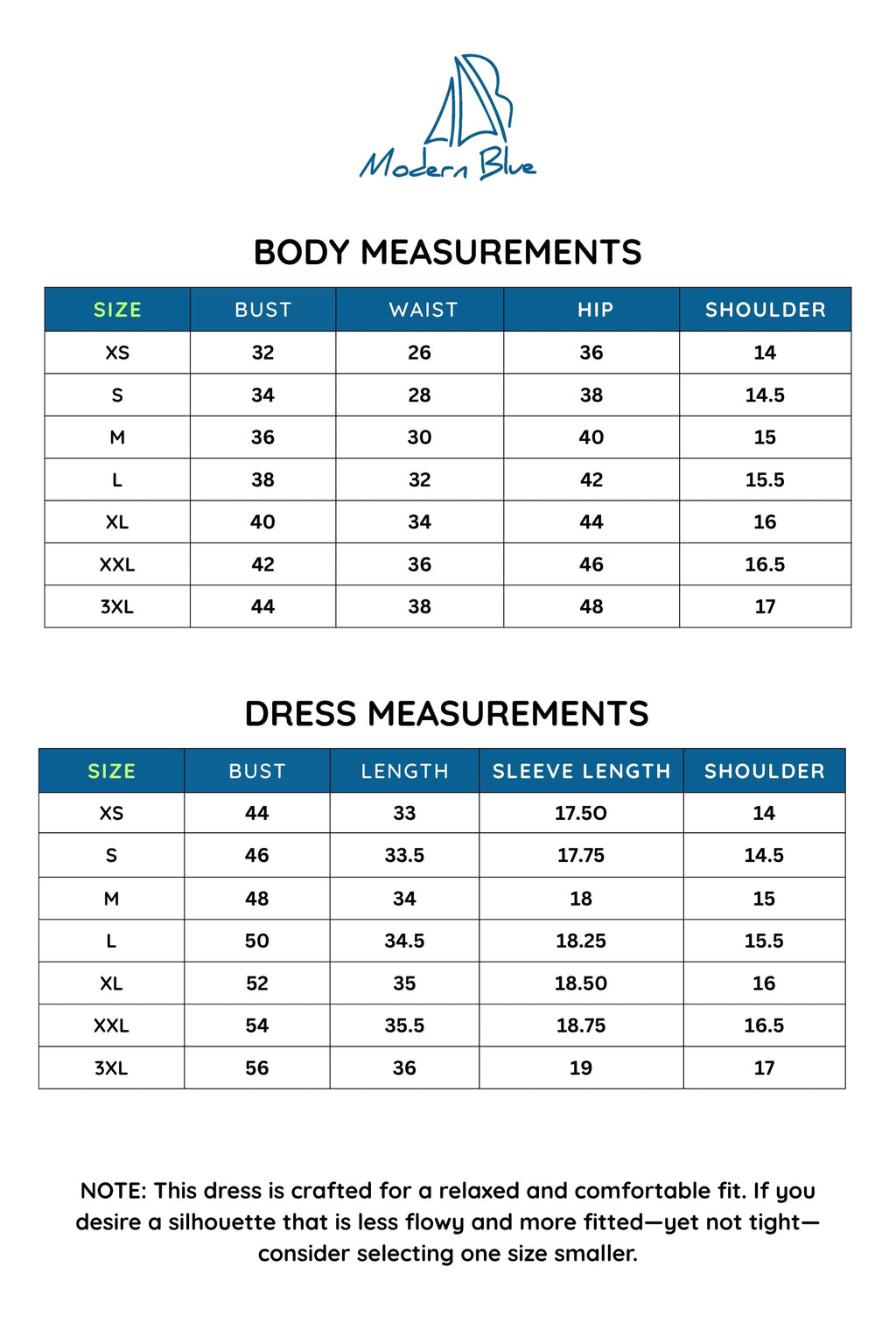 Size chart for Aanchal Handblock Printed Dress