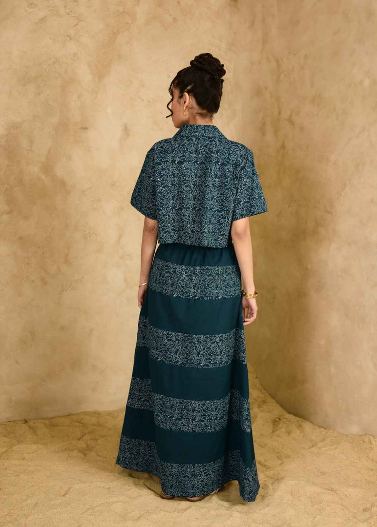Bachpan Teal Blue Handblock Printed Shirt - MODERN BLUE