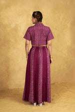 Load image into Gallery viewer, Bachpan Wine Purple Handblock Printed Shirt - MODERN BLUE
