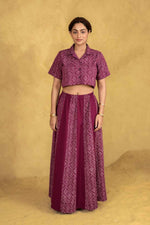 Load image into Gallery viewer, Bachpan Wine Purple Handblock Printed Shirt - MODERN BLUE
