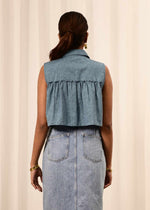 Load image into Gallery viewer, Bali Umar Baby Blue Handblock Printed Top - MODERN BLUE
