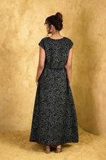 Load image into Gallery viewer, Chanchal Black Handblock Printed Skirt - MODERN BLUE
