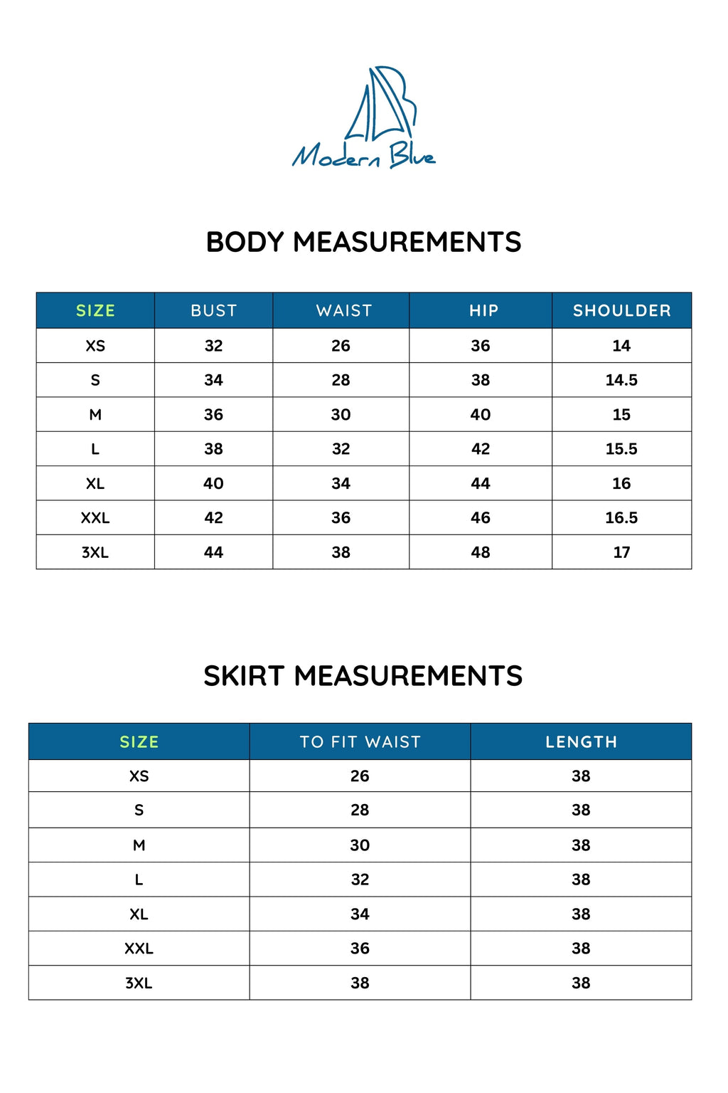 Size chart for Jhoola Handblock Printed Skirt