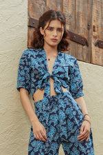 Load image into Gallery viewer, Indigo Petal Wrap Top - MODERN BLUE
