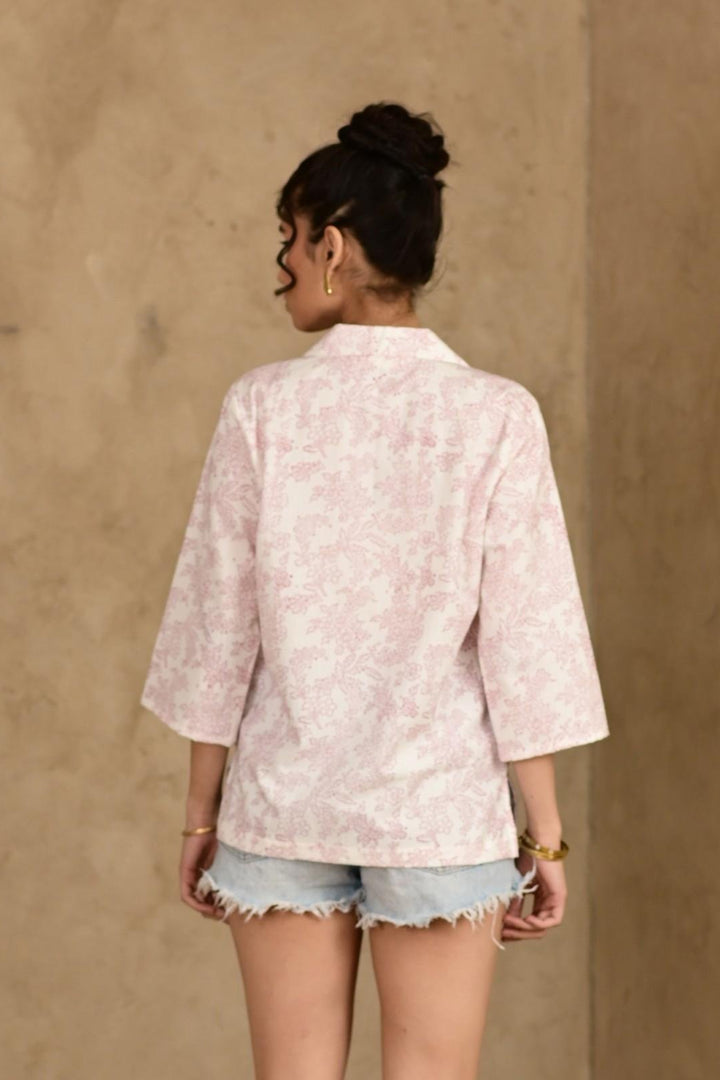 Jazba Handblock Printed Shirt - MODERN BLUE