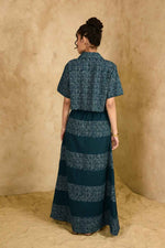 Load image into Gallery viewer, Jhoola Handblock Printed Skirt - MODERN BLUE
