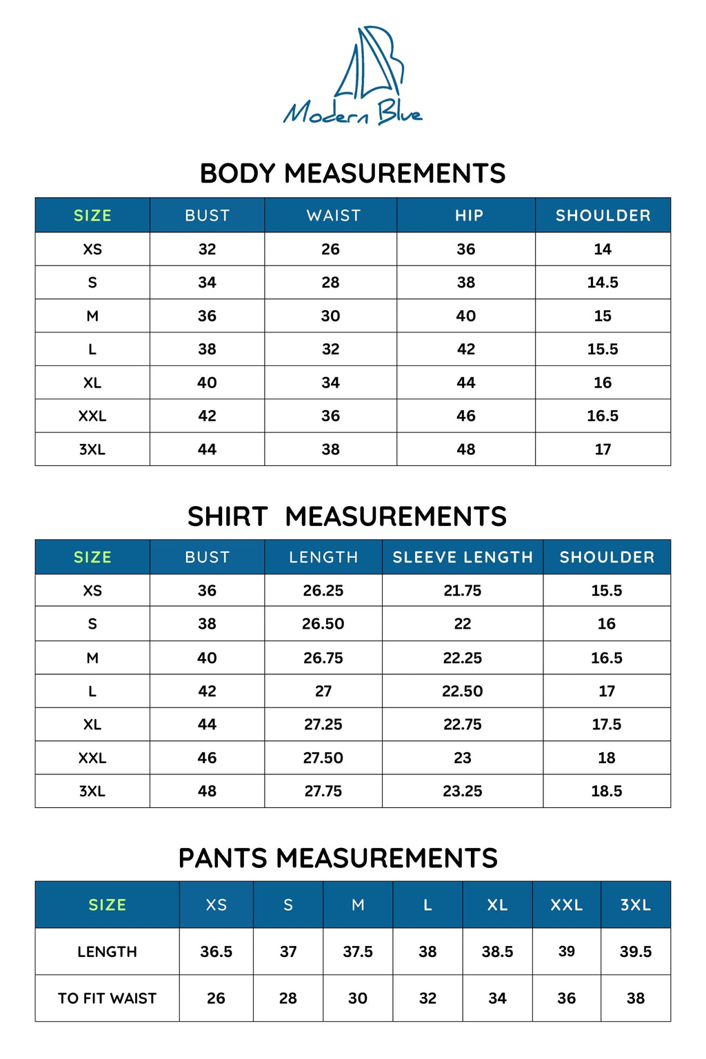 Size chart for Lavender Bloom Co-ord Set