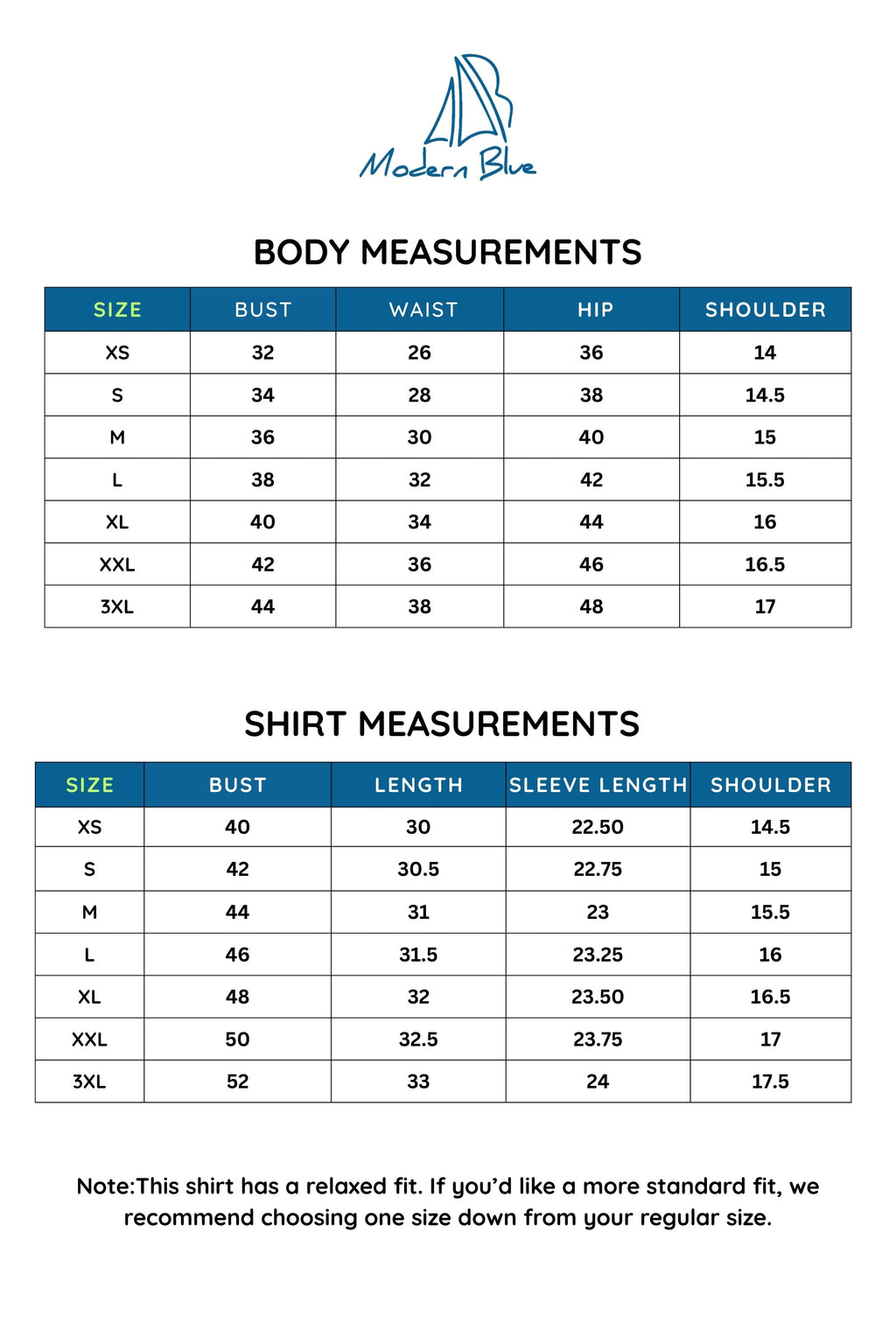 Size chart for Meher Handblock Printed Shirt