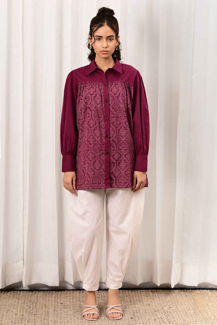 Meher Handblock Printed Shirt - MODERN BLUE