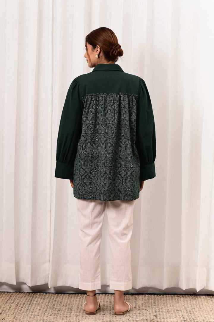 Meher Handblock Printed Shirt - MODERN BLUE
