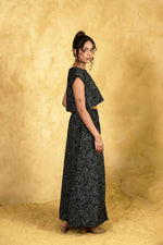 Load image into Gallery viewer, Muskaan Black Handblock Printed Top - MODERN BLUE
