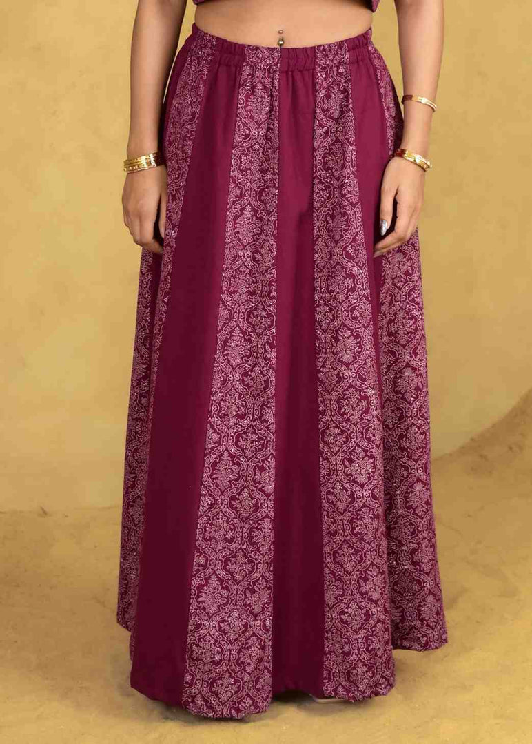 Phool Kali Handblock Printed Skirt - MODERN BLUE