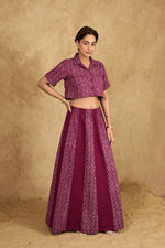Load image into Gallery viewer, Phool Kali Handblock Printed Skirt - MODERN BLUE
