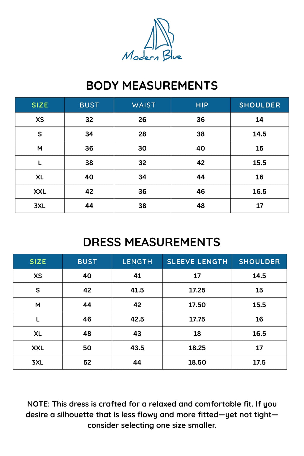 Size chart for Sukoon Handblock Printed Dress