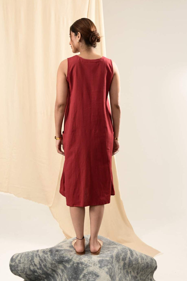 Sutra Paneled Sleeveless Dress - MODERN BLUE