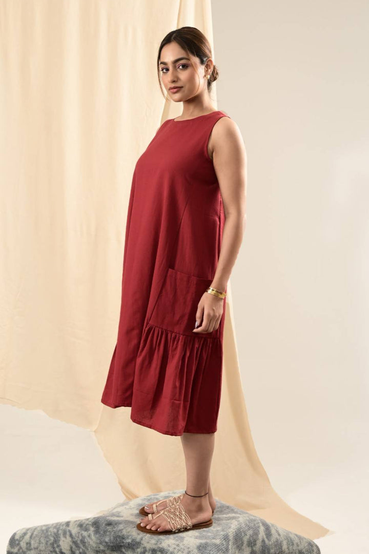 Sutra Paneled Sleeveless Dress - MODERN BLUE